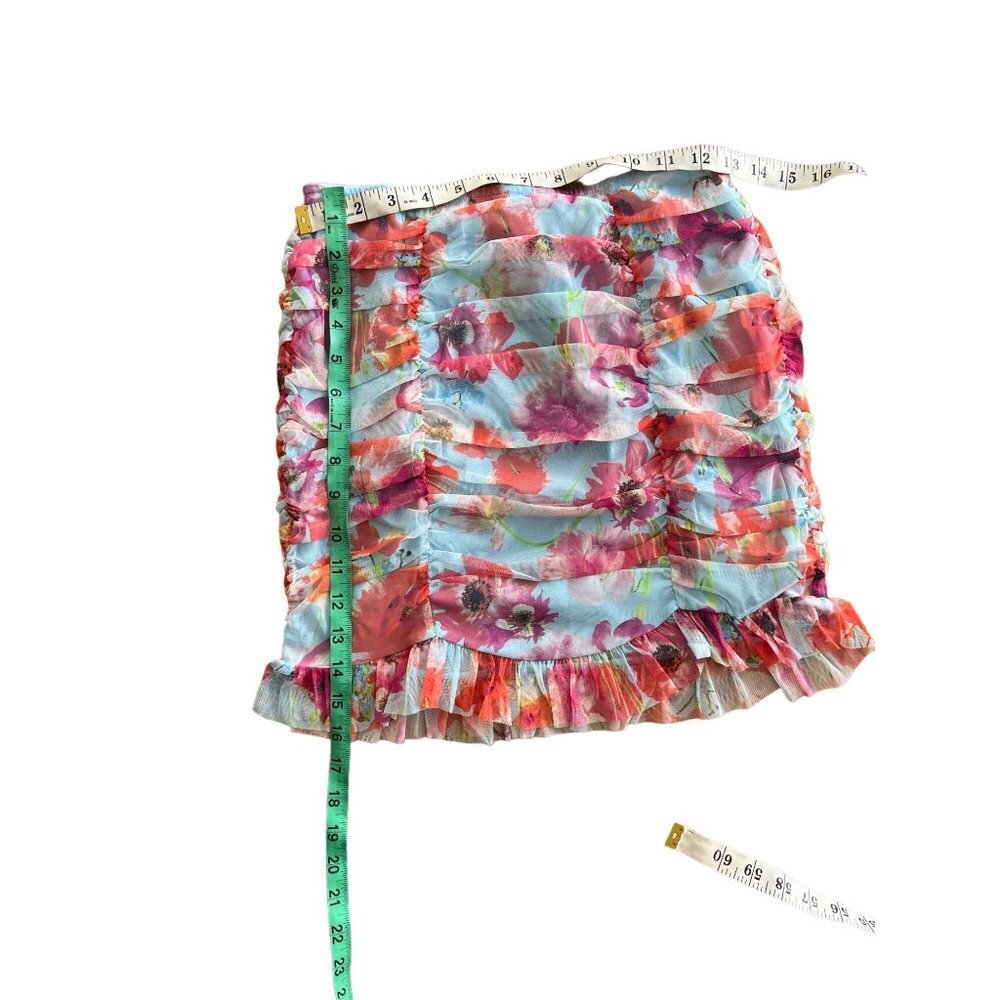 Victoria Secret Ruched Mini Skirts Size SP Color Baby Blue Red Skirt Only - Picture 4 of 6